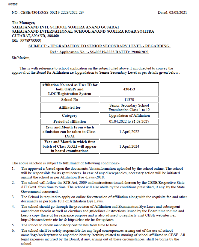 CBSE AFFILIATION