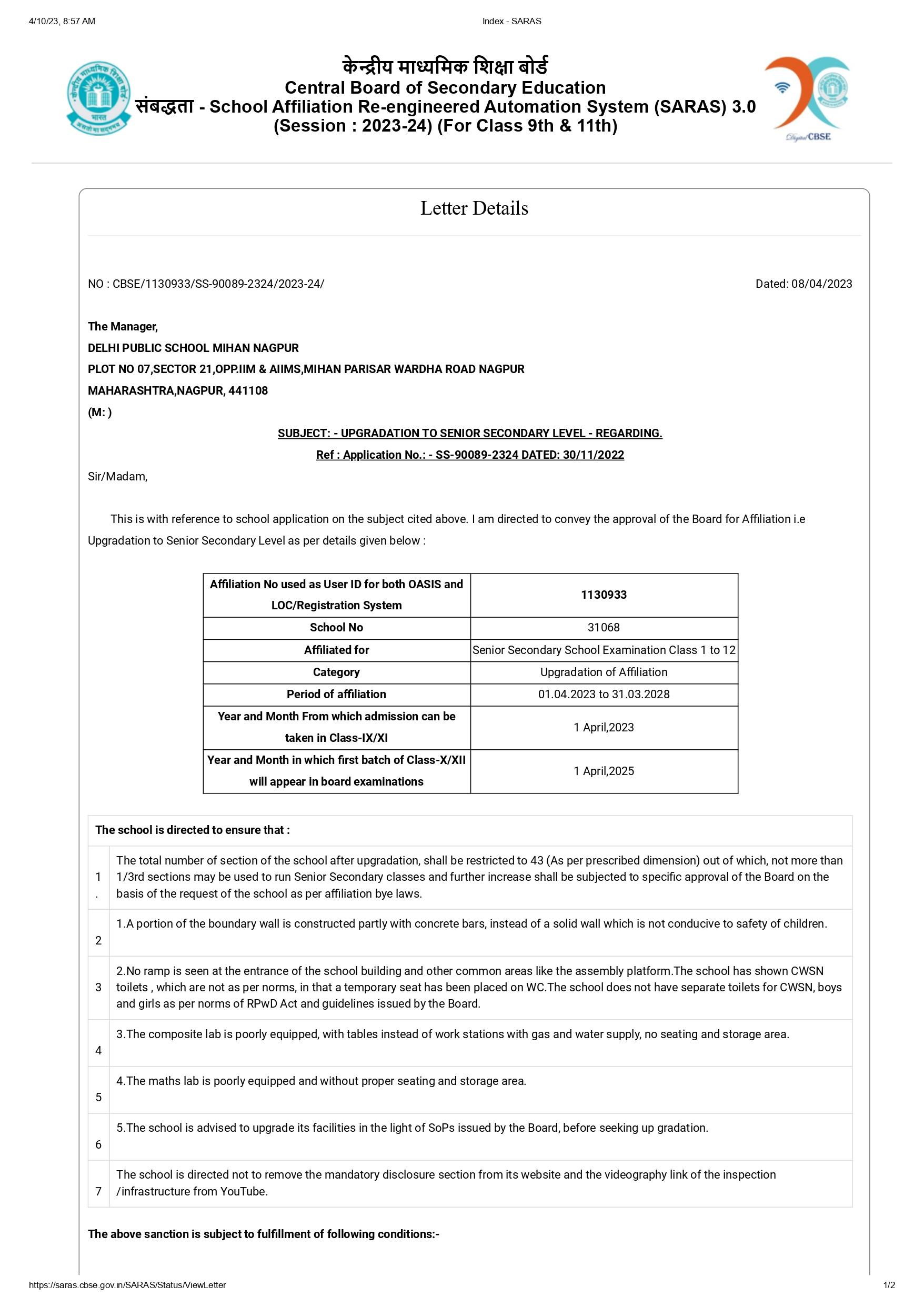 CBSE AFFILIATION COPY