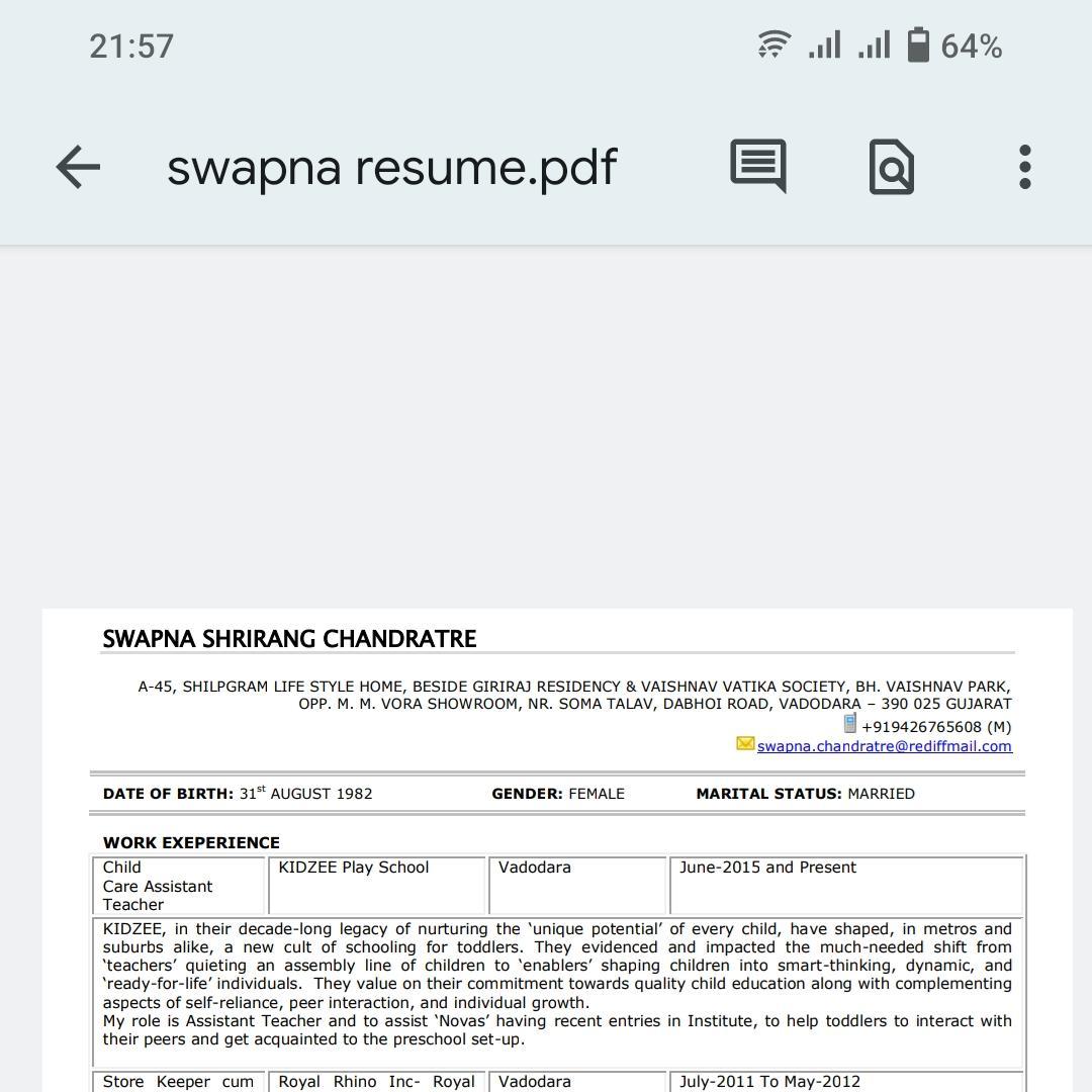 Swapna shrirang Chandratre